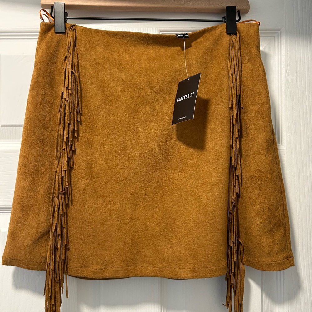 Forever 21 Mustard Fringe Mini Skirt